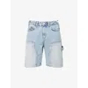 The Couture Club Mens Bluewash Carpenter Patch-pocket Denim Shorts