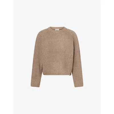 The Couture Club Mens Boucle Raglan-sleeve Knitted Jumper Brown Xxl