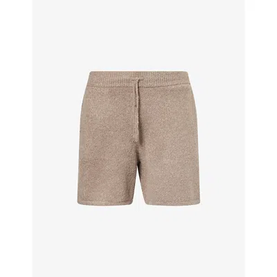 The Couture Club Mens Boucle Relaxed-fit Knitted Shorts Brown Xl