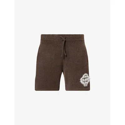 The Couture Club Mens  Fluffy Emblem Relaxed-fit Knitted Shorts