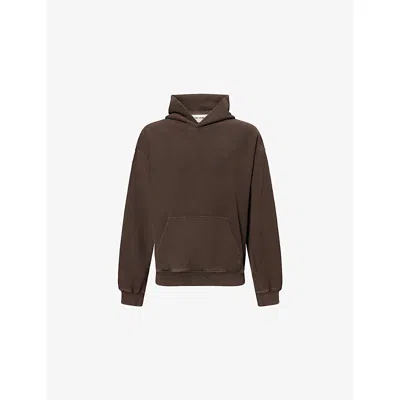 The Couture Club Mens Brown Ribbed Relaxed-fit Cotton-jersey Hoodie