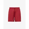 The Couture Club Mens Airtex Embroidered-text Breathable Woven Shorts Burgundy In Burgundy