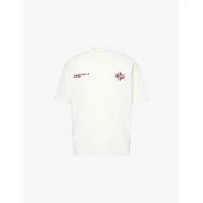 The Couture Club Mens Burgundy Blur-graphic Print Crewneck Cotton T-shirt Xs In White