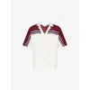 The Couture Club Mens Colour Block Crochet Knitted Top Burgundy In White