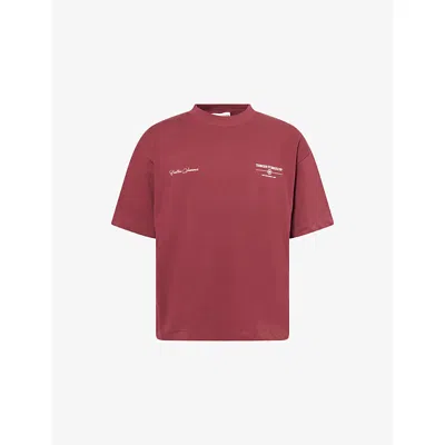The Couture Club Mens Burgundy Endless Summer Graphic-print Cotton T-shirt