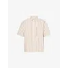 The Couture Club Mens Off White Emblem Striped Cotton Blend Shirt In White