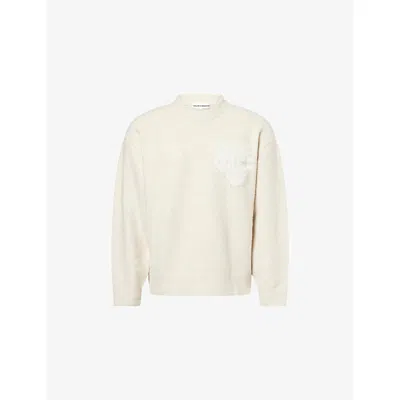 The Couture Club Mens Beige Fluffy Emblem Knitted Jumper Xxl In Neutral