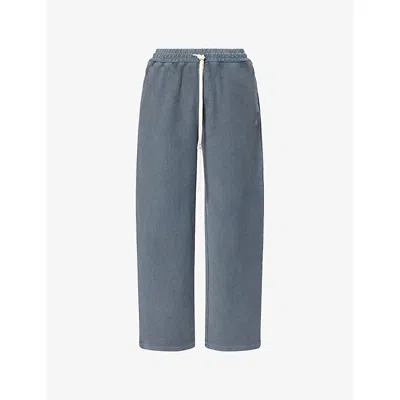 The Couture Club Mens Grey Ribbed Wide-leg Cotton-jersey Jogging Bottoms Xs In Gray