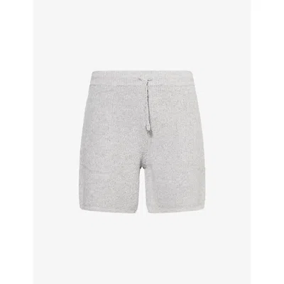 The Couture Club Mens Greymarl Bouclé Draw-cord Knitted Shorts