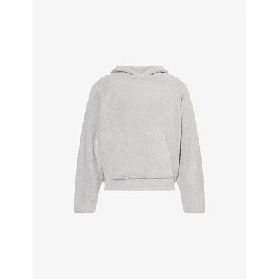 The Couture Club Mens Greymarl Bouclé Relaxed-fit Knitted Hoody