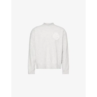 The Couture Club Mens Greymarl Emblem Regular-fit Stretch-knit Jumper
