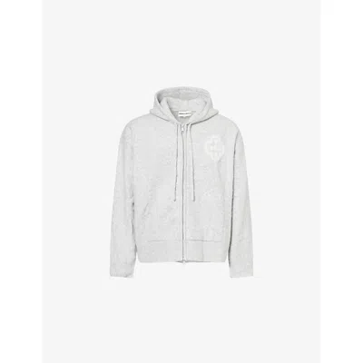 The Couture Club Mens Fluffy Emblem Two-slip-pockets Knitted Hoody Greymarl Xxl