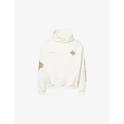 The Couture Club Mens Khaki Motion Blurred-emblem Cotton-jersey Hoodie In White