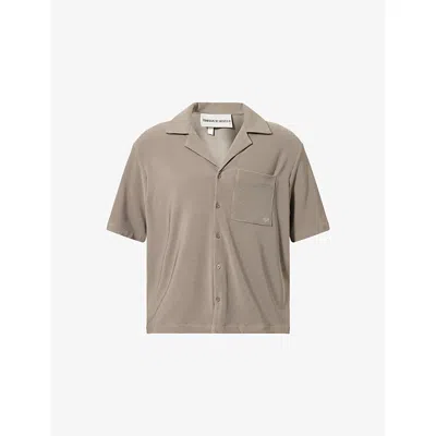The Couture Club Mens Mink Ribbed Camp-collar Stretch-woven Shirt Xxl