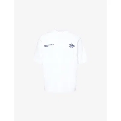The Couture Club Mens Blur-graphic Print Crewneck Cotton T-shirt Navy