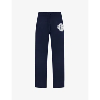 The Couture Club Mens Navy Emblem Straight-leg Stretch-knit Jogging Bottoms