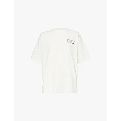 The Couture Club Mens Off White Script Multi Graphic Crew-neck Relaxed-fit Cotton-jersey T-shirt