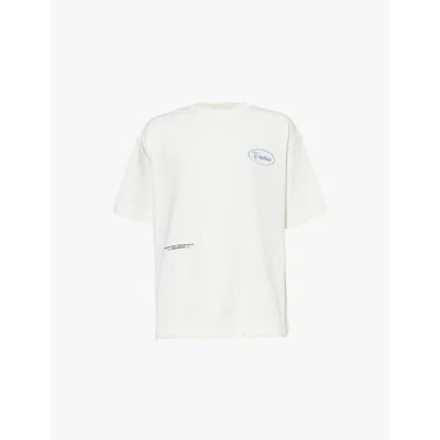 The Couture Club Mens Off White Script Multi Graphic Members Only Relaxed-fit Cotton-jersey T-shirt