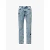 The Couture Club Mens  Star-appliqué Faded-wash Straight-leg Regular-fit Denim Jeans In Bluewash