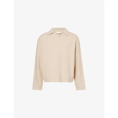 The Couture Club Mens Collard Boucle Knitted Jumper Stone