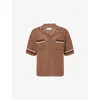 The Couture Club Mens  Striped Crochet-knit Cotton Shirt