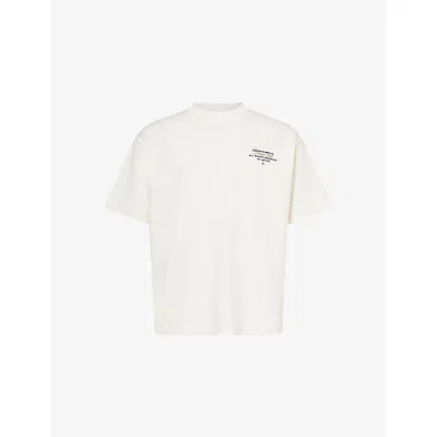 The Couture Club Mens Off White Text Graphic-print Short-sleeves Cotton T-shirt