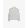 The Couture Club Mens Bouclé Relaxed-fit Knitted Polo Jumper Greymarl