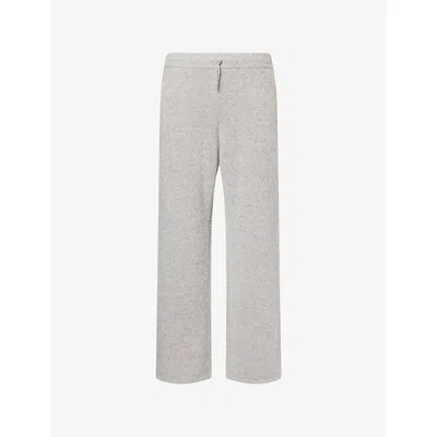 The Couture Club Mens Bouclé Straight-leg Knitted Jogging Bottoms Greymarl