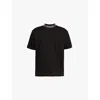 The Couture Club Mens Black Crewneck Intarsia-branding Regular-fit Cotton-jersey T-shirt