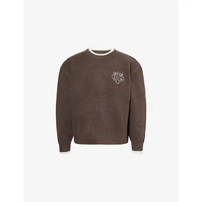 The Couture Club Mens Emblem Crewneck Knitted Jumper Brown