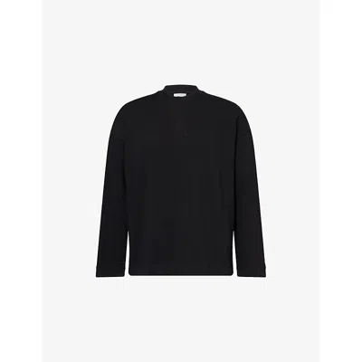 The Couture Club Mens Black Emblem-script Long-sleeve Cotton Top