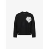 The Couture Club Mens Black Fluffy Emblem Knitted Jumper Xl In Black