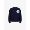 The Couture Club Mens Navy Fluffy Emblem Knitted Jumper Xl In Blue