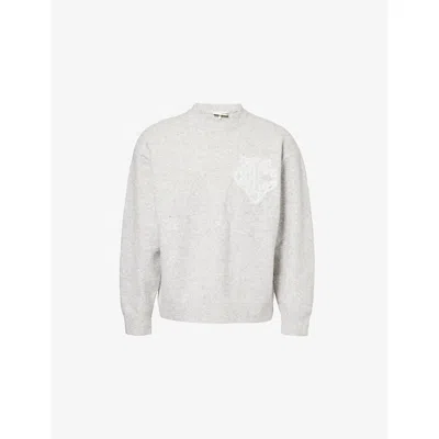 The Couture Club Mens  Fluffy Emblem Knitted Jumper In Gray