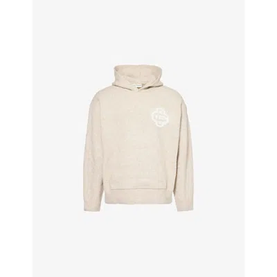 The Couture Club Mens Fluffy Emblem Regular-fit Stretch-knit Hoody Beige Xxl