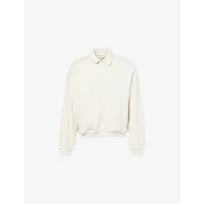 The Couture Club Mens  Launder Polo Long-sleeve Cotton-jersey Sweatshirt In Ecru