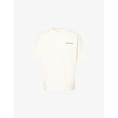 The Couture Club Mens Offwhite Logo-print Crewneck Cotton T-shirt Xs
