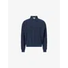 The Couture Club Mens  Ribbed Polo-collar Cotton-jersey Sweatshirt In Blue