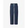 The Couture Club Mens  Ribbed Wide-leg Cotton-jersey Jogging Bottoms In Blue