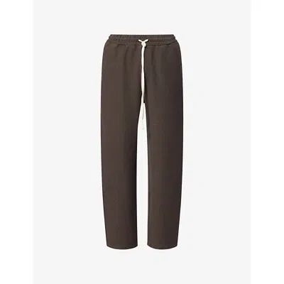 The Couture Club Mens  Ribbed Wide-leg Cotton-jersey Jogging Bottoms In Brown