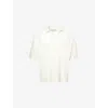 The Couture Club Mens White Crochet Relaxed-fit Knitted Polo Shirt Xl In White