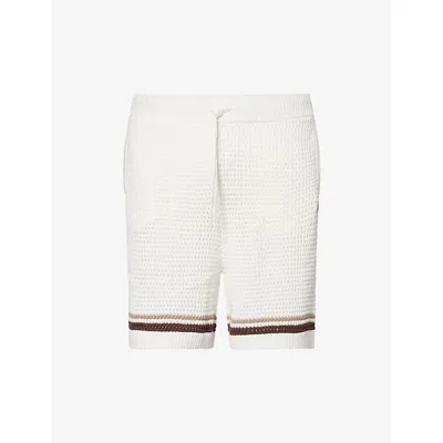The Couture Club Mens  Checkerboard Crochet-knit Cotton Shorts