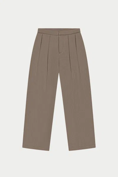 The Couture Club Mid Rise Pleated Trousers - Mushroom In Brown