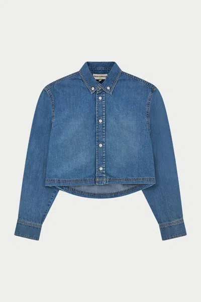 Relaxed Long Sleeve Denim Shirt - Mid Blue Wash from The Couture Club