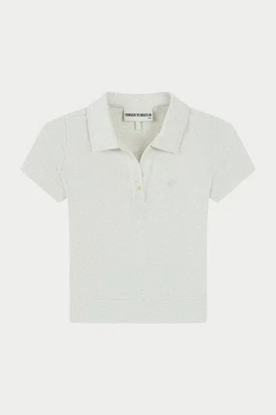 Ribbed Short Sleeve Polo Top - Grey In Gray from The Couture Club
