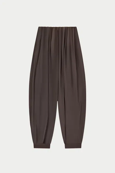 The Couture Club Satin Gathered Balloon Trousers - Chocolate In Brown