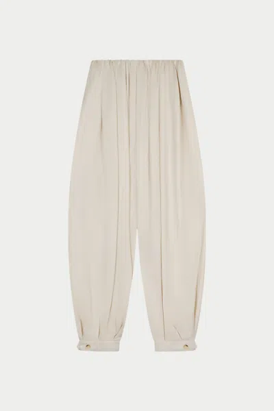 The Couture Club Satin Gathered Balloon Trousers - Ivory In White