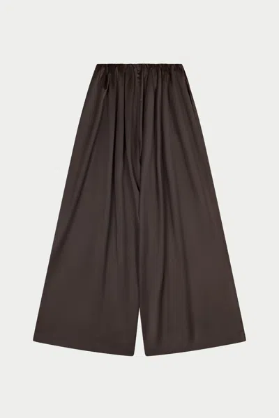 The Couture Club Satin Wide Leg Trousers - Chocolate In Brown