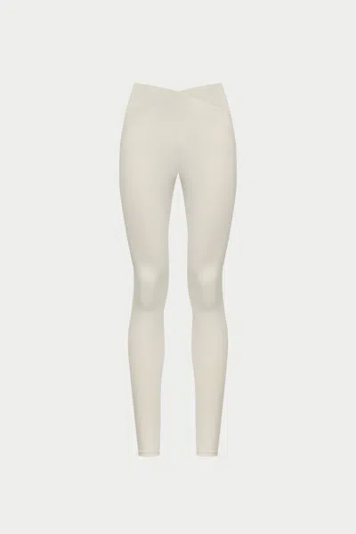 The Couture Club Sculpting Stretch Crossover Waistband Leggings - Bone In White