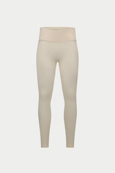 The Couture Club Sculpting Stretch Crossover Waistband Leggings - Buttermilk In Pattern